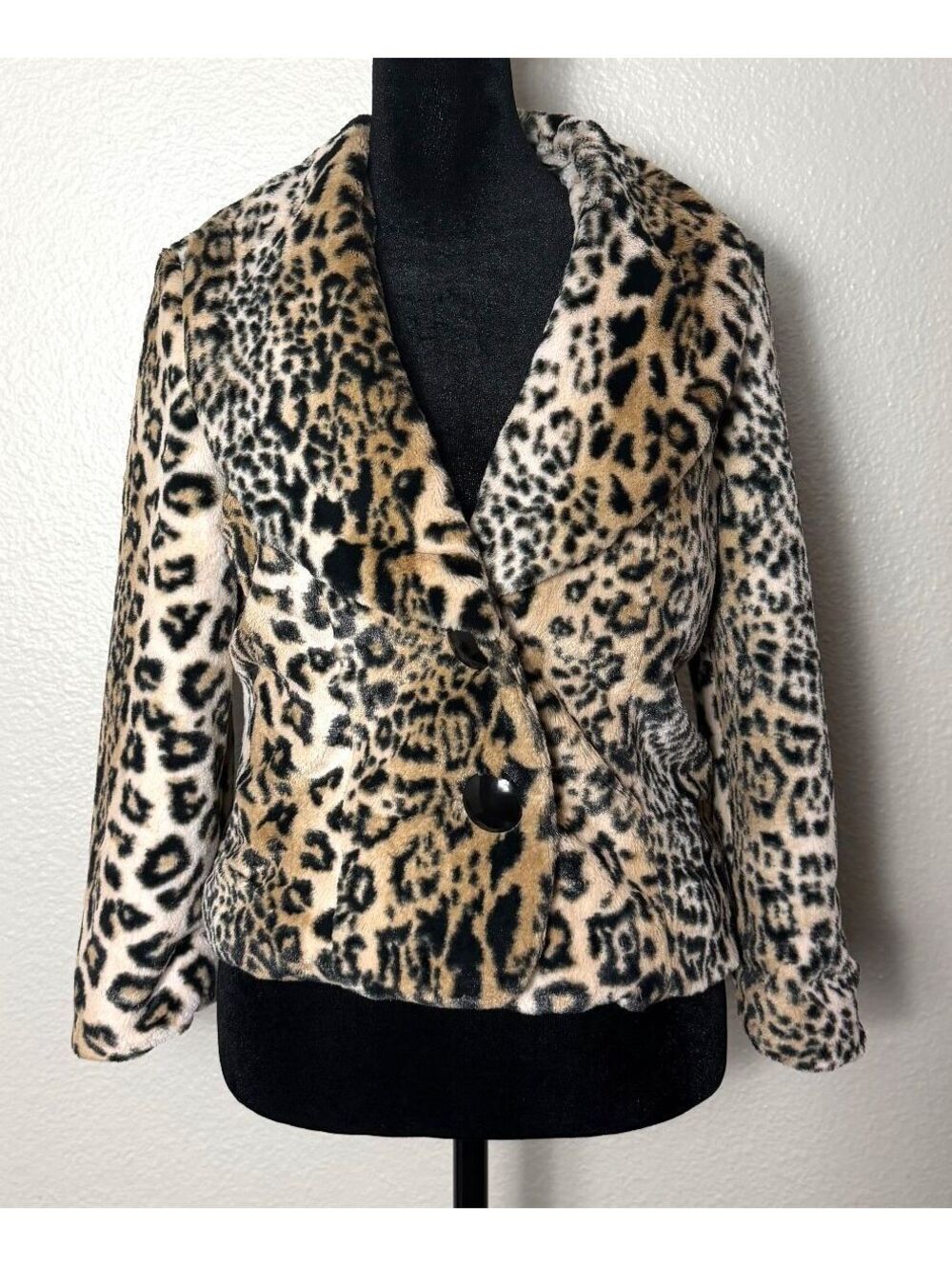 Mob Wife Leopard Faux Fur Cropped Jacket S